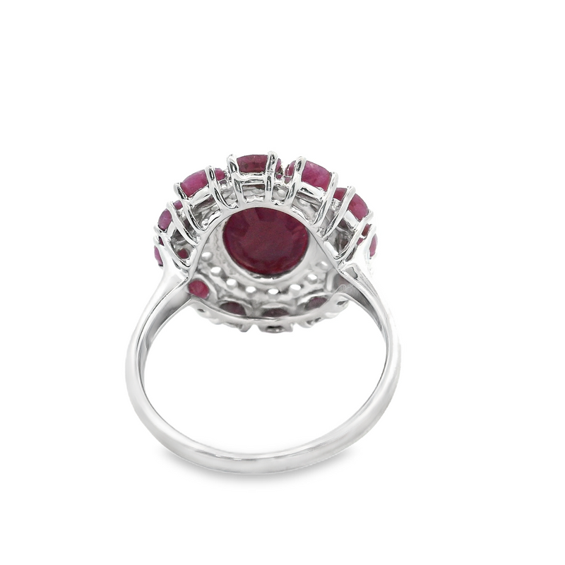 Sterling Silver Ruby & White Sapphire Ring