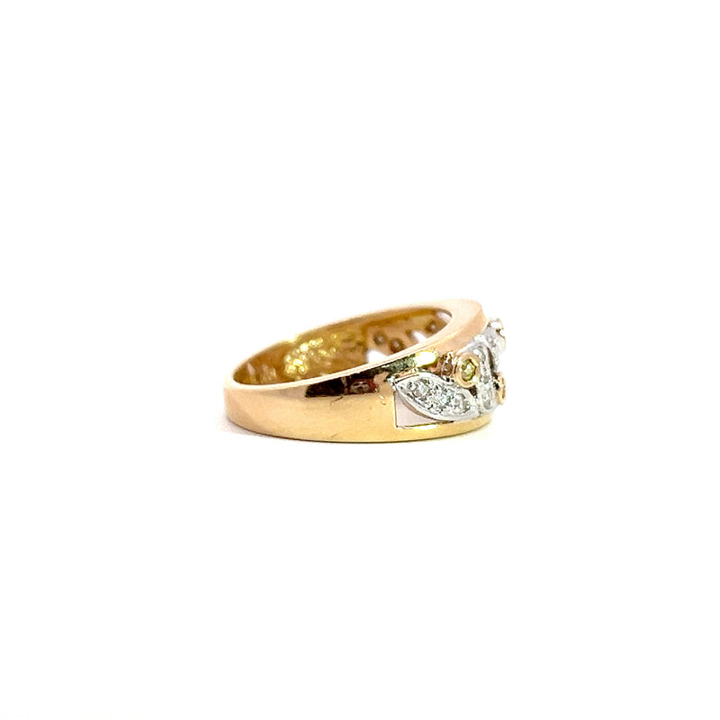 14K Two Tone White & Yellow Diamond Ring