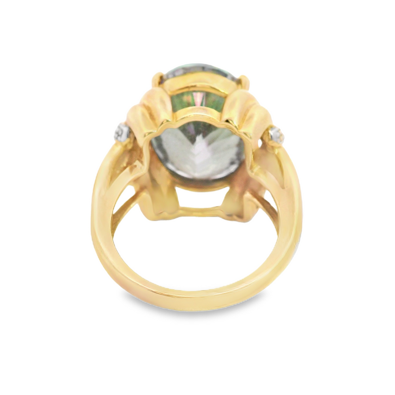 14K YG Mystic Quartz & Diamond Ring