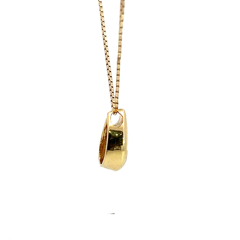 14K YG Solitaire Diamond Teardrop Pendant