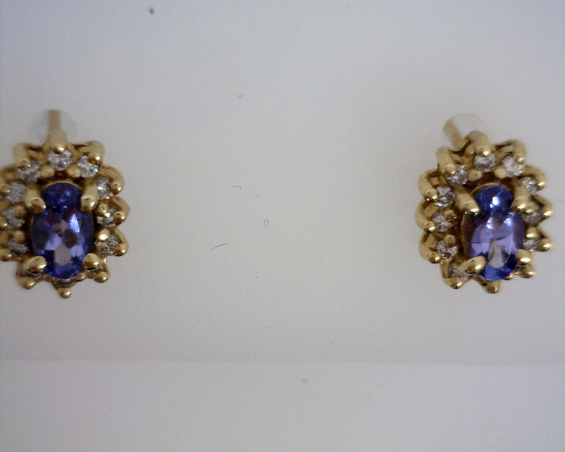 14K YG TANZANITE/DIAMOND STUDS