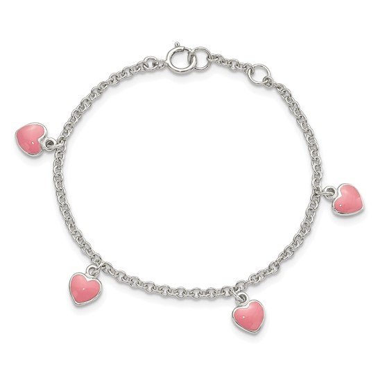 Sterling Silver Kids Heart Bracelet