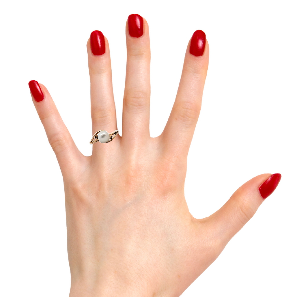 14K YG Pearl & Diamond Rin