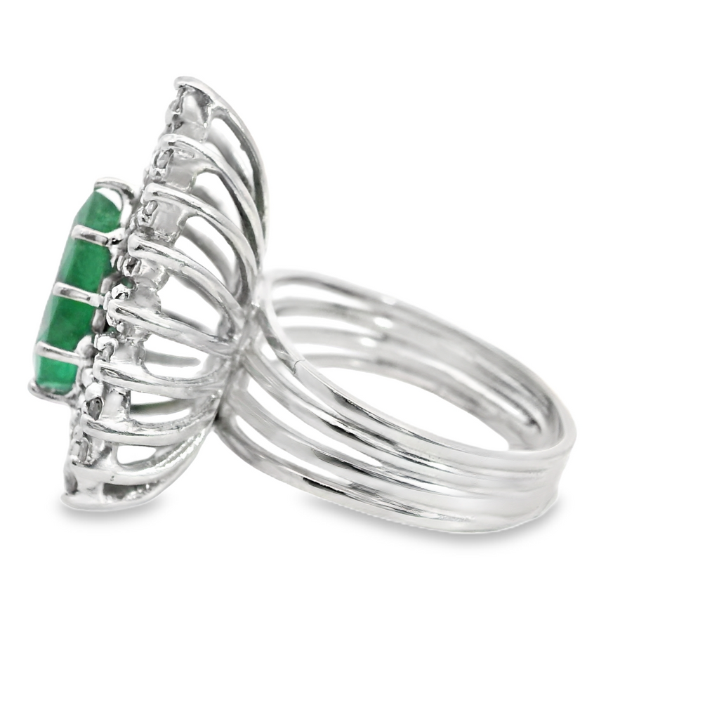 14K WG Emerald & Diamond Ring