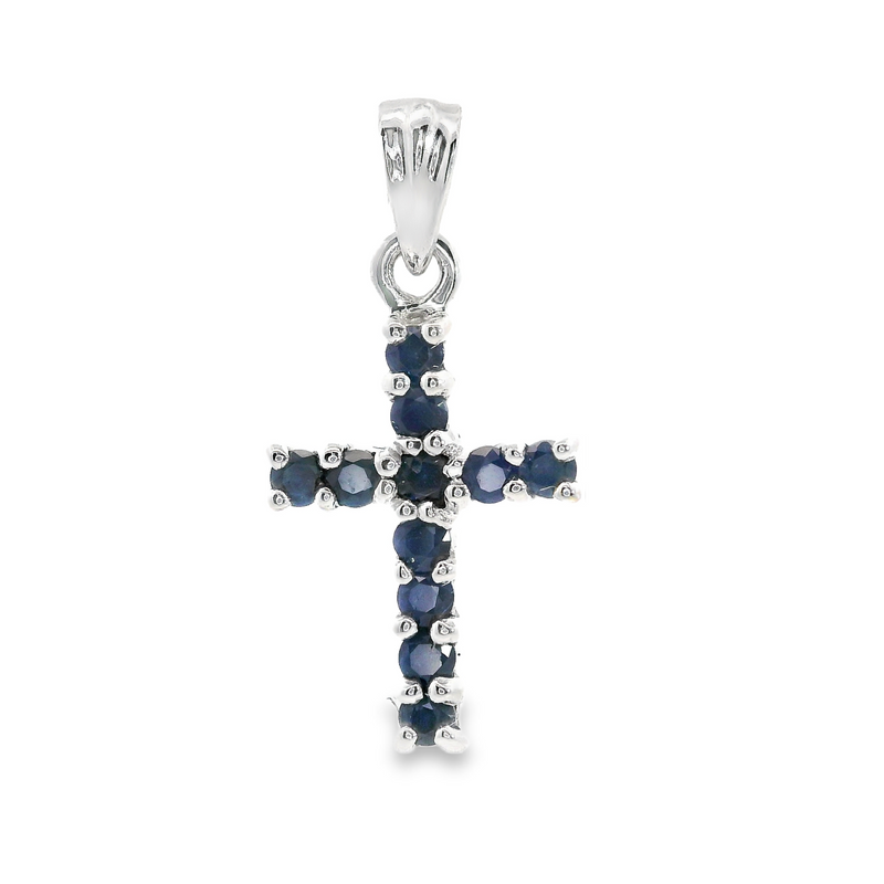 10K WG Sapphire & Diamond Cross