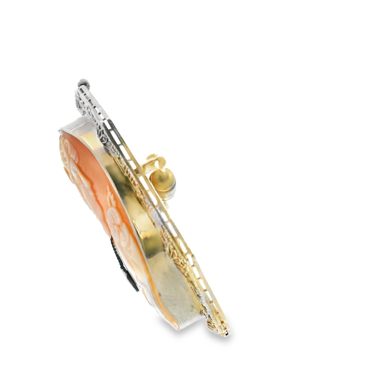 14K WG CAMEO WITH DIAMOND PIN