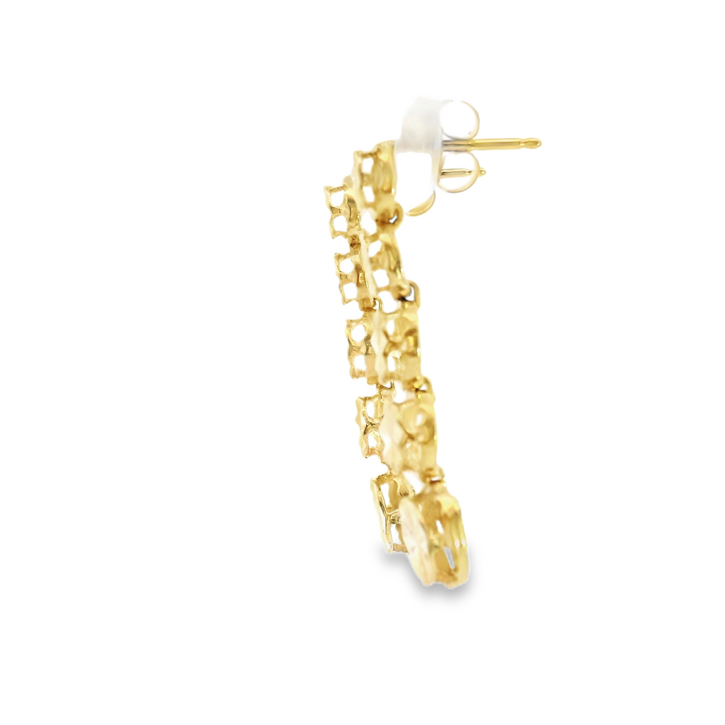 14K YG Dangle Diamond Cut Earrings