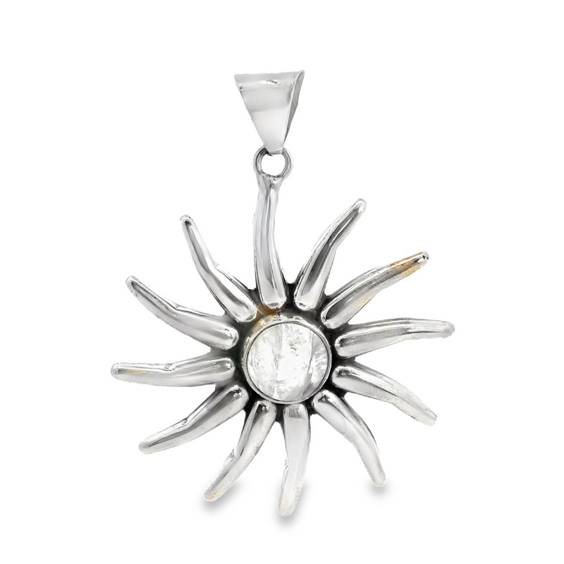 Sterling Silver Rainbow Moonstone Starburst Pendant