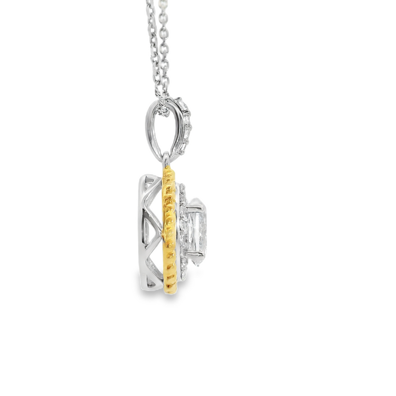 SS & Gold Plated Created White Sapphire Pendant