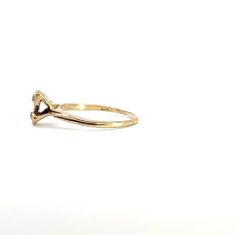 14K YG Heart Diamond Ring 0.02