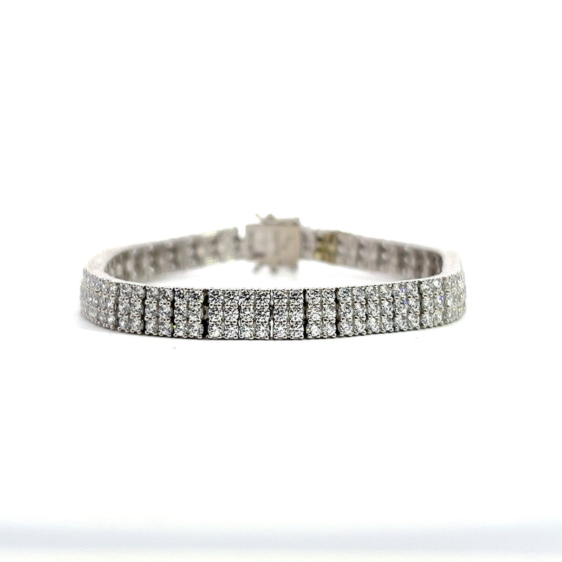 Sterling Silver Triple Row CZ Bracelet 7.5