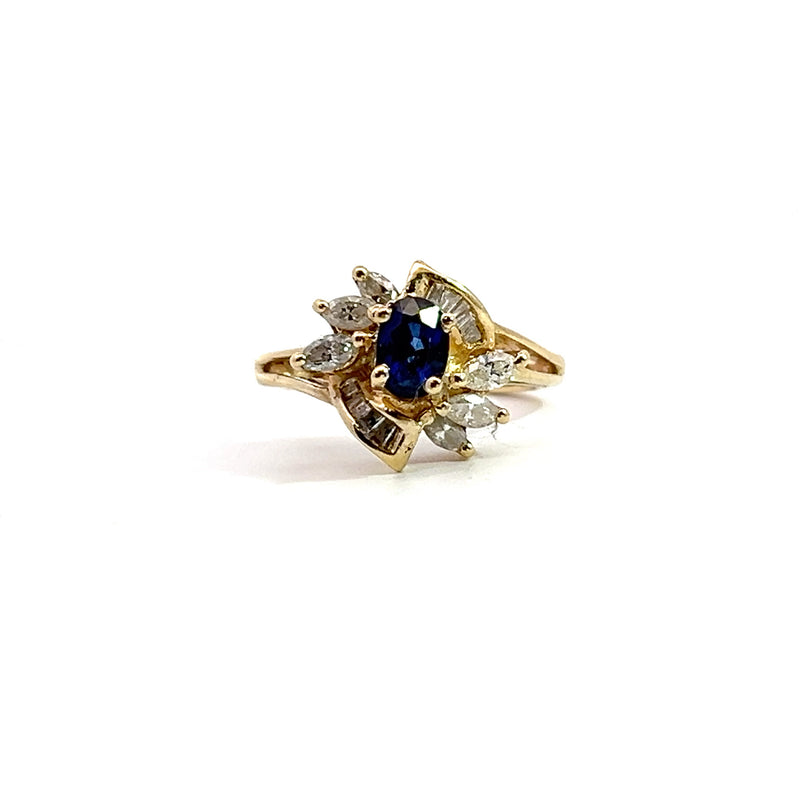 14K YG Sapphire & Diamond Ring