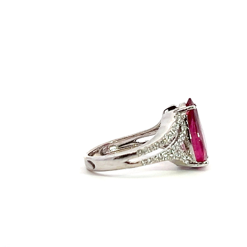 18K WG Pink Tourmaline & Diamond Ring