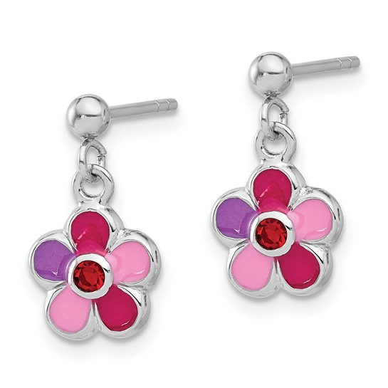 Silver Flower Dangle Earrings