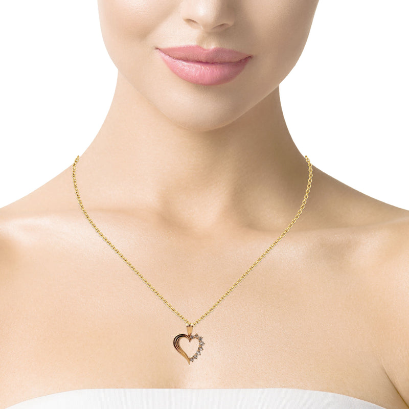 14K YG Diamond Heart Pendant