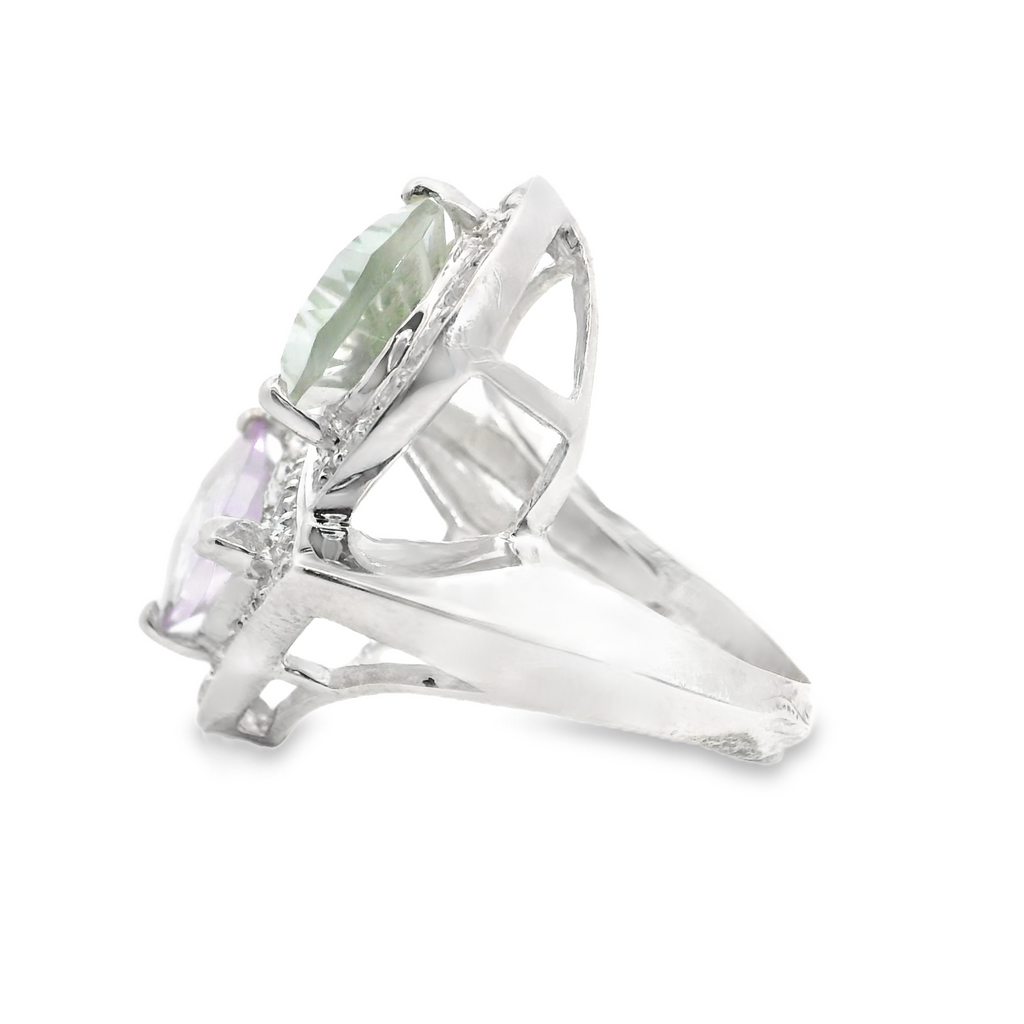 Sterling Silver Purple & Green CZ Ring
