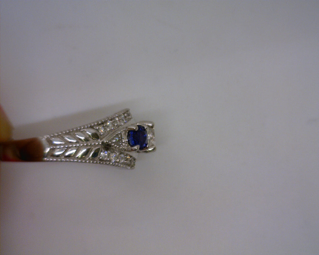 14K WG SAPPHIRE & DIAMOND ENGAGEMENT RING