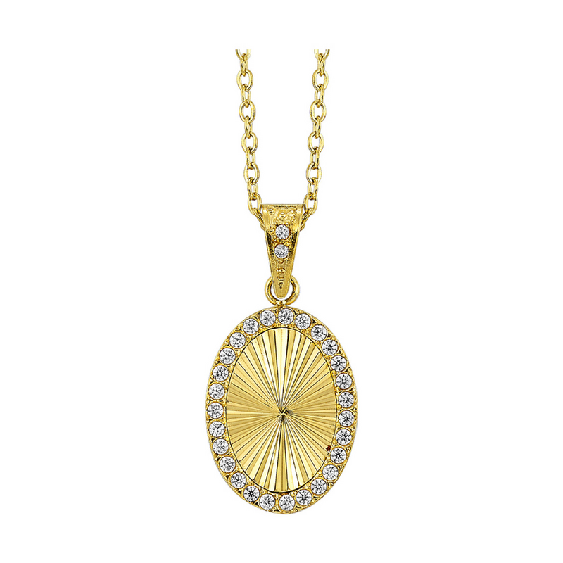 Gold Plated Stainless Steel CZ Necklace