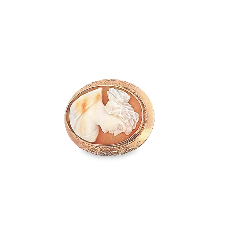 14K YG Cameo Shell Pin