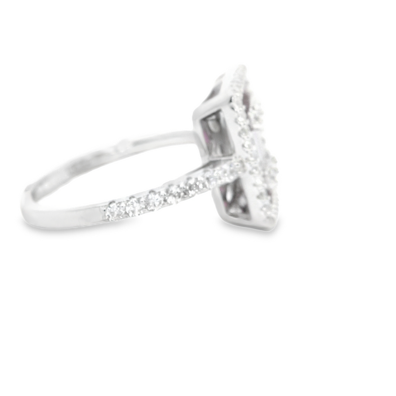 Sterling Silver Red & White CZ Ring
