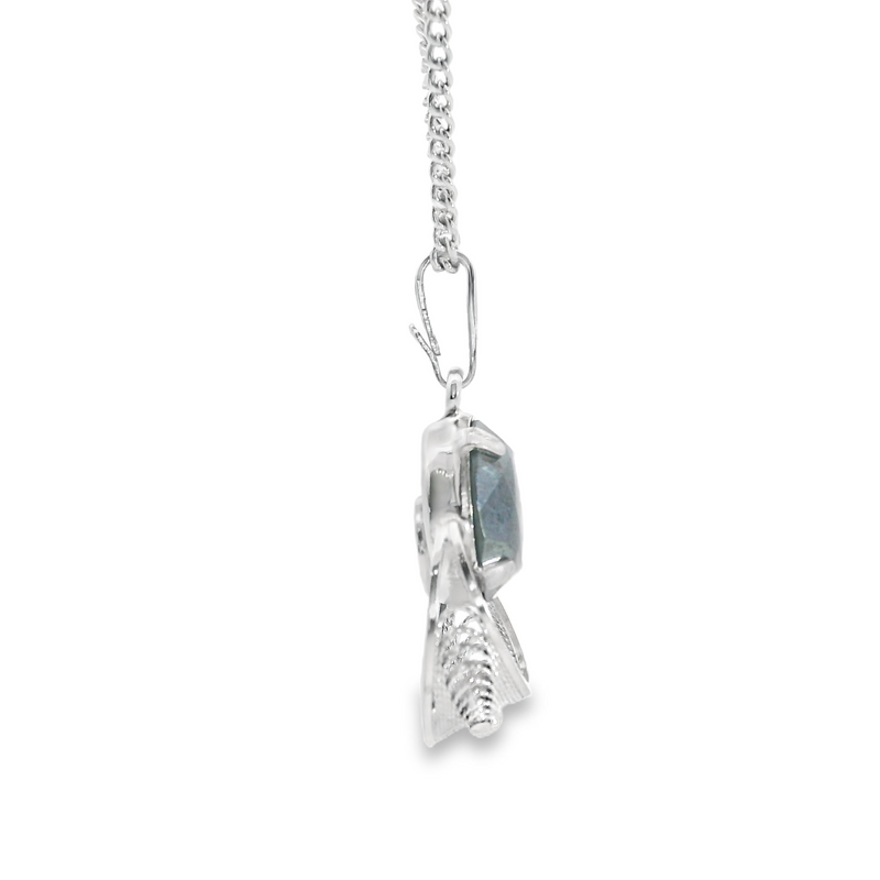 Sterling Silver Hematite Pendant and 16" Link Chain