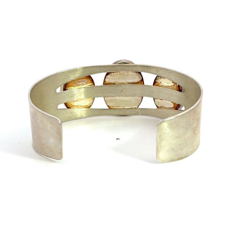 Sterling Silver Wide 3 Stone Turquoise Cuff Bracelet