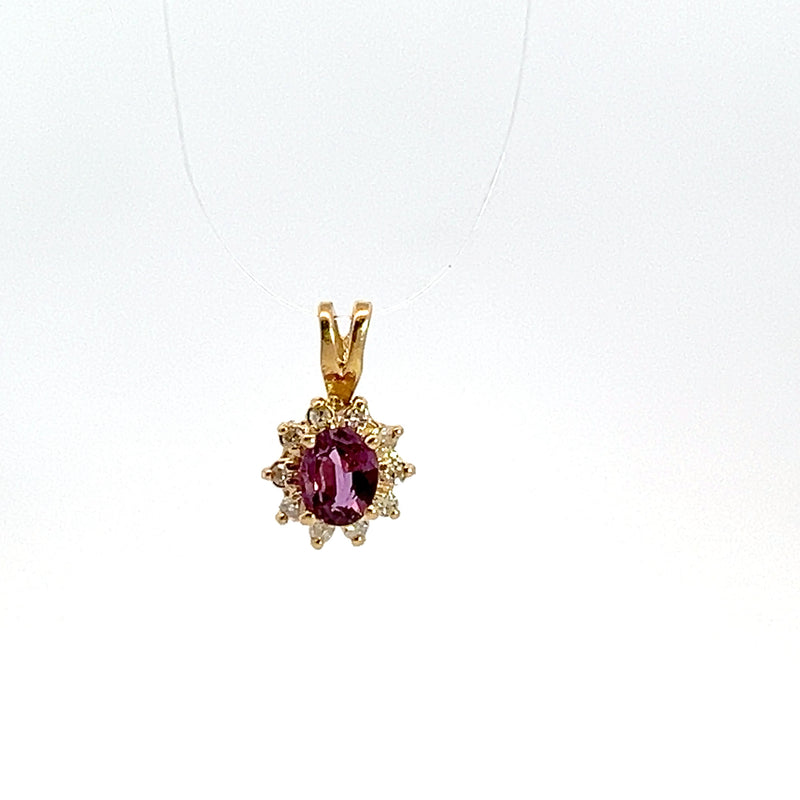 14K YG Ruby & Diamond Pendant