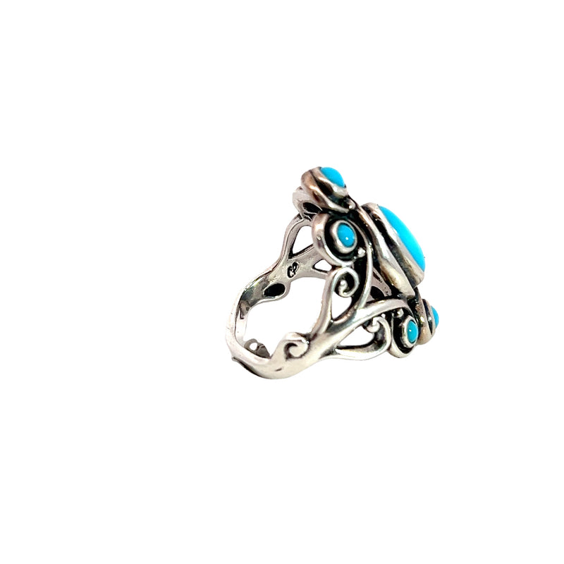 Sterling Silver Ornate Turquoise Ring