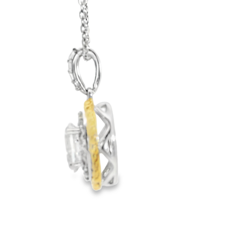 SS & Gold Plated Created White Sapphire Pendant