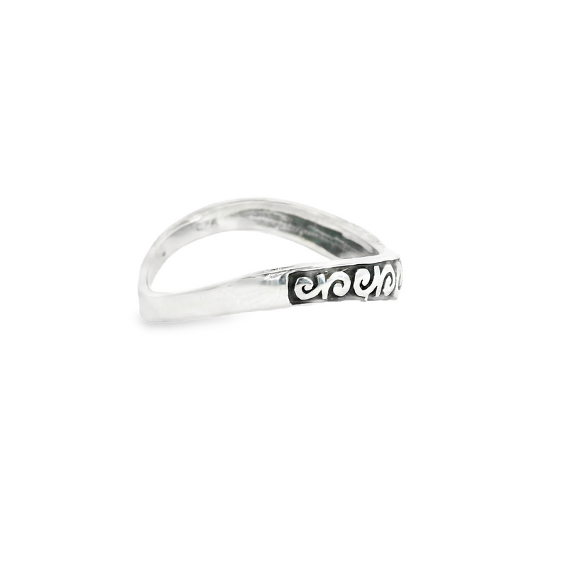 Sterling Silver Chevron Band with Antiquing