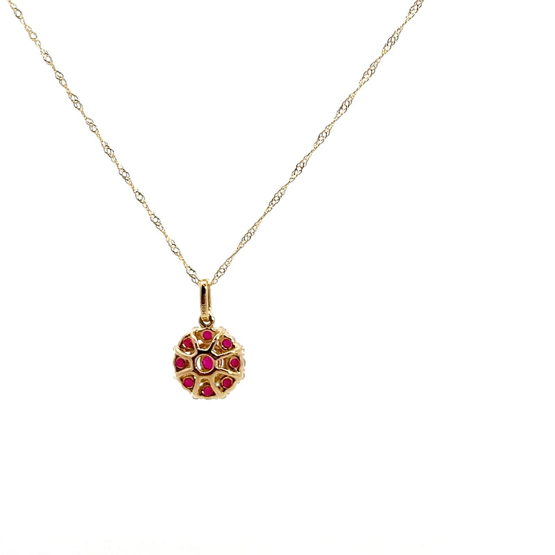 14K YG Ruby & Diamond Pendant