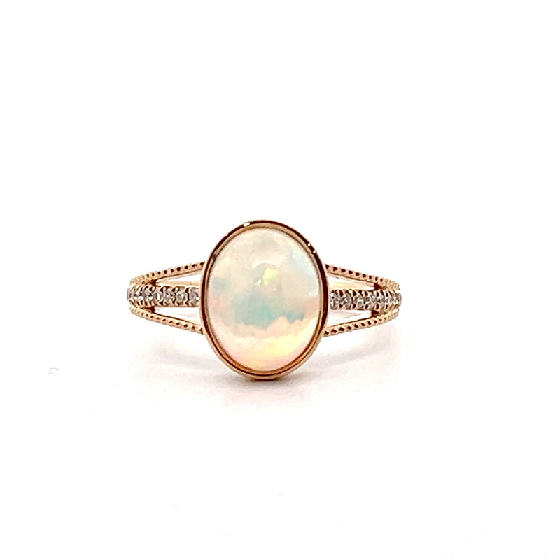 14K YG Opal & Diamond Ring