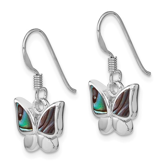 Silver Abalone Butterfly Earrings