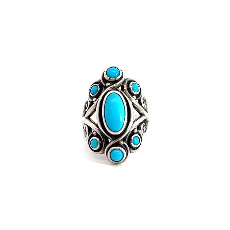 Sterling Silver Ornate Turquoise Ring