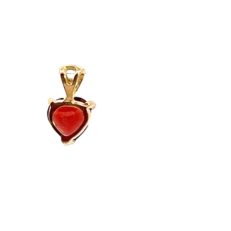 10K YG Heart Shape Garnet & Diamond Pendant