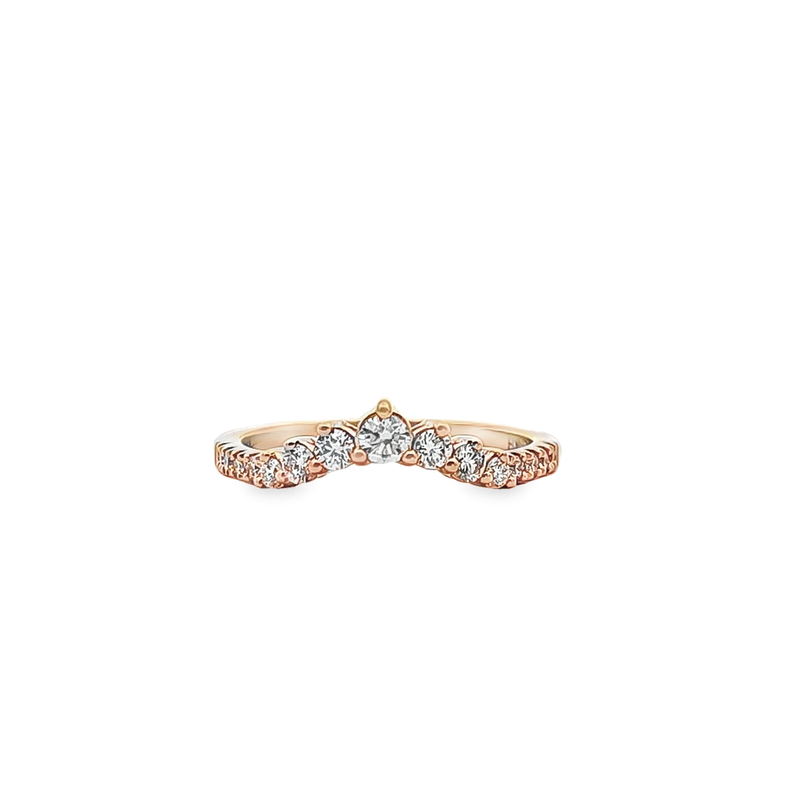 14K YG Curved Diamond Band
