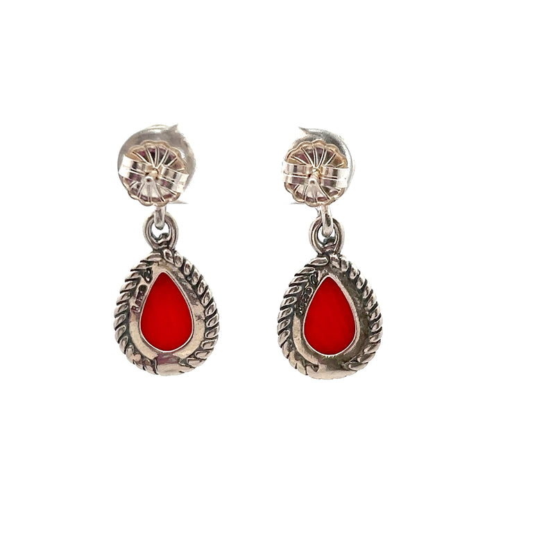 Sterling Silver Red Stone Earr