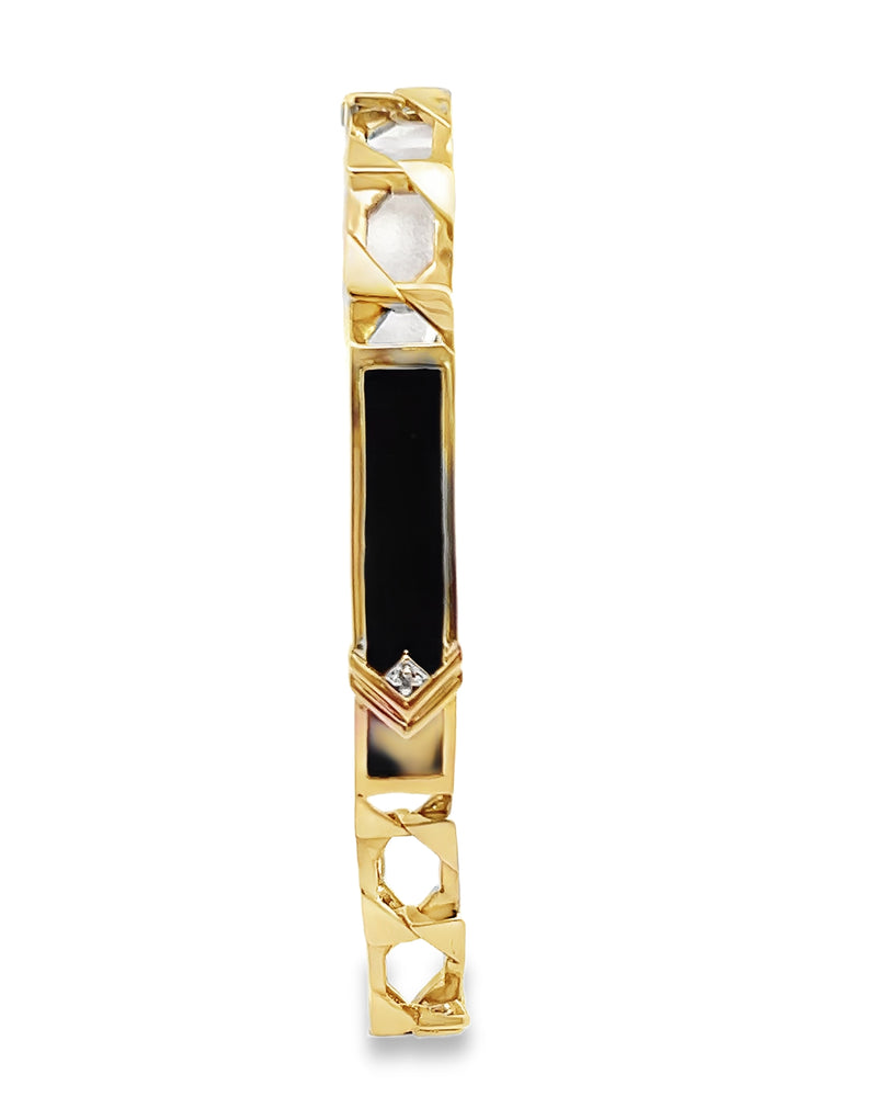 14K YG Black Onyx & Diamond Bracelet