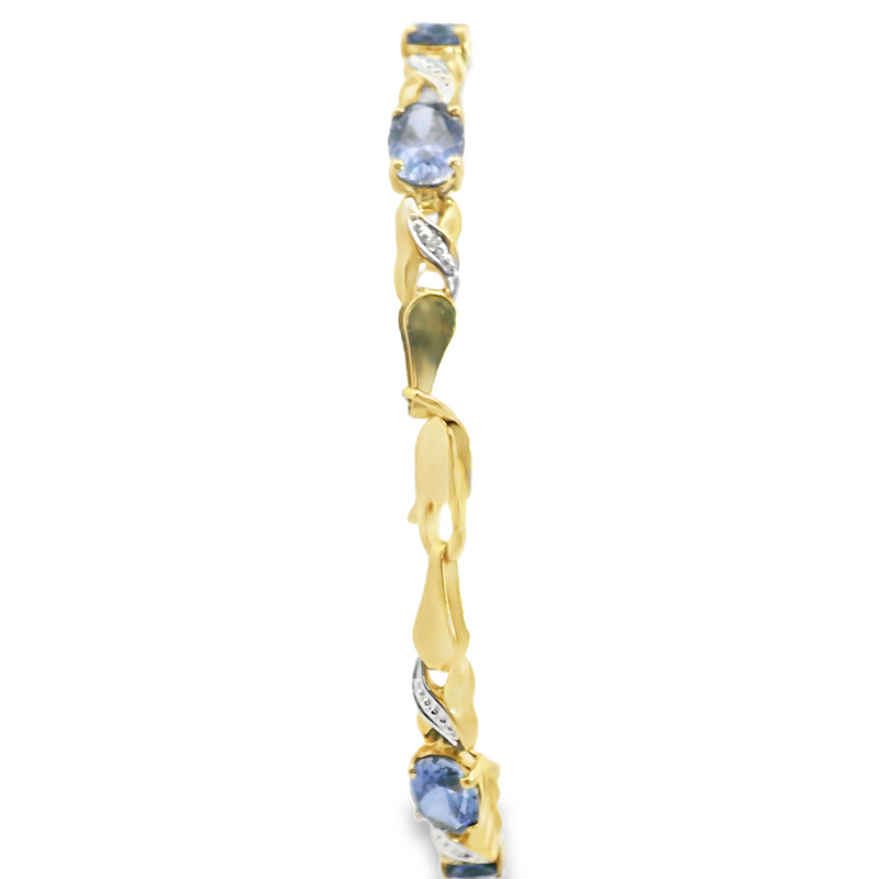 10K Two Tone Lab Grown Sapphire & Diamond Bracelet