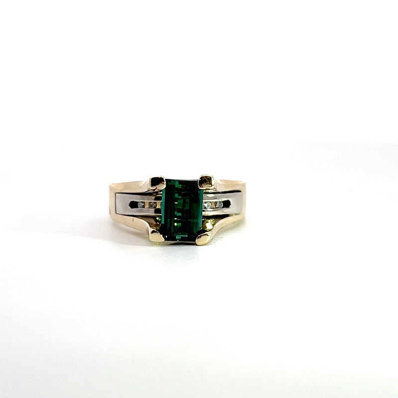 14K Two Tone Tourmaline & Diamond Ring