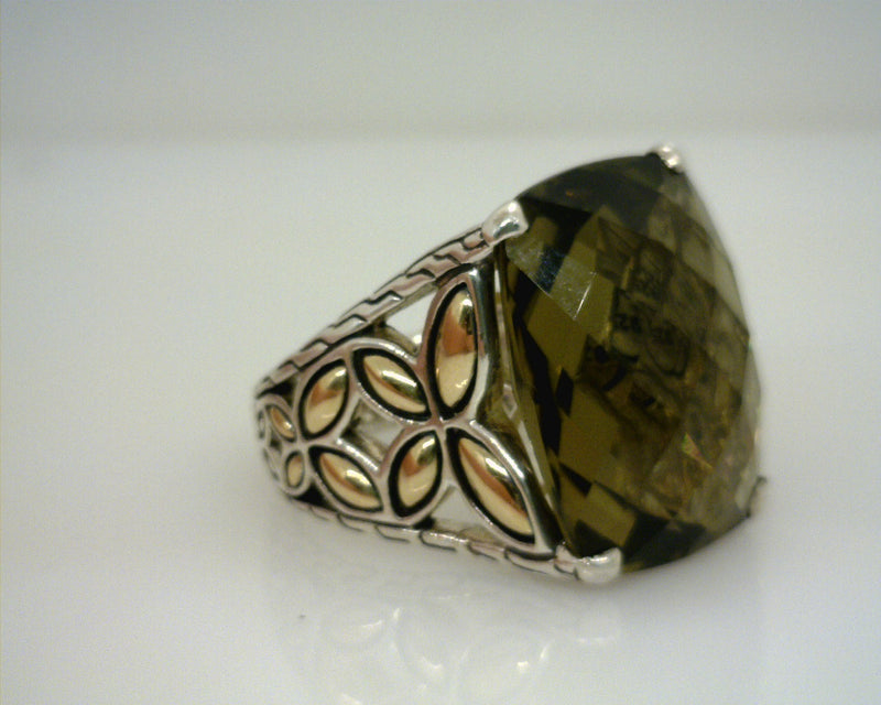 John Hardy Batu Kawung Two Tone Smoky Quartz Ring