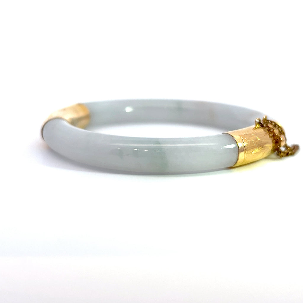 18K YG Jade Bangle Bracelet with Safety