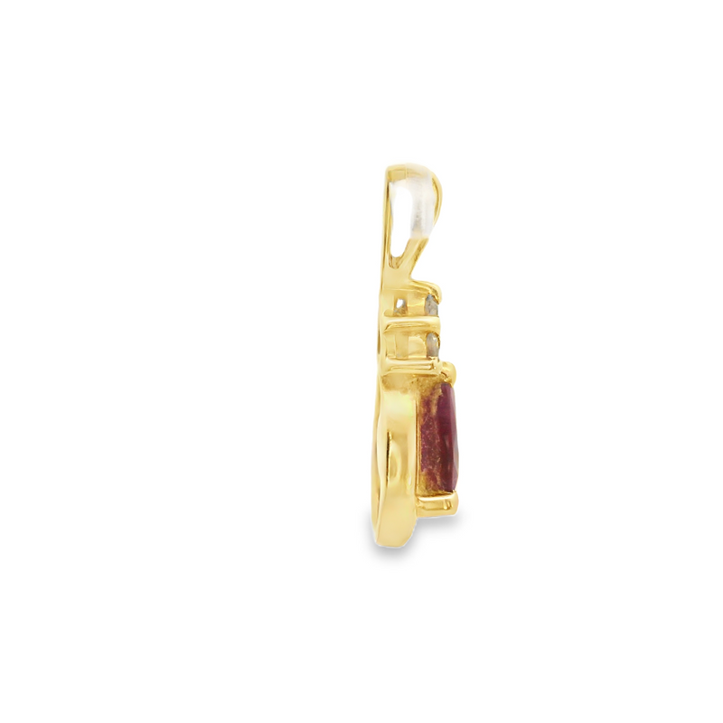 14K YG Ruby & Diamond Pendant