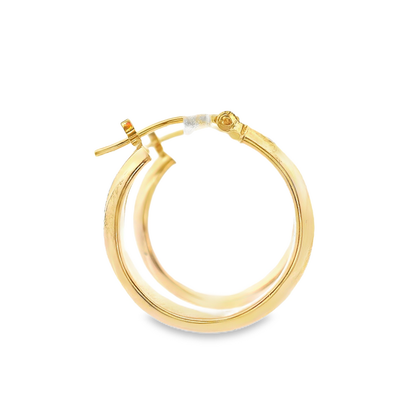 14K YG Hoops With Twist Designs