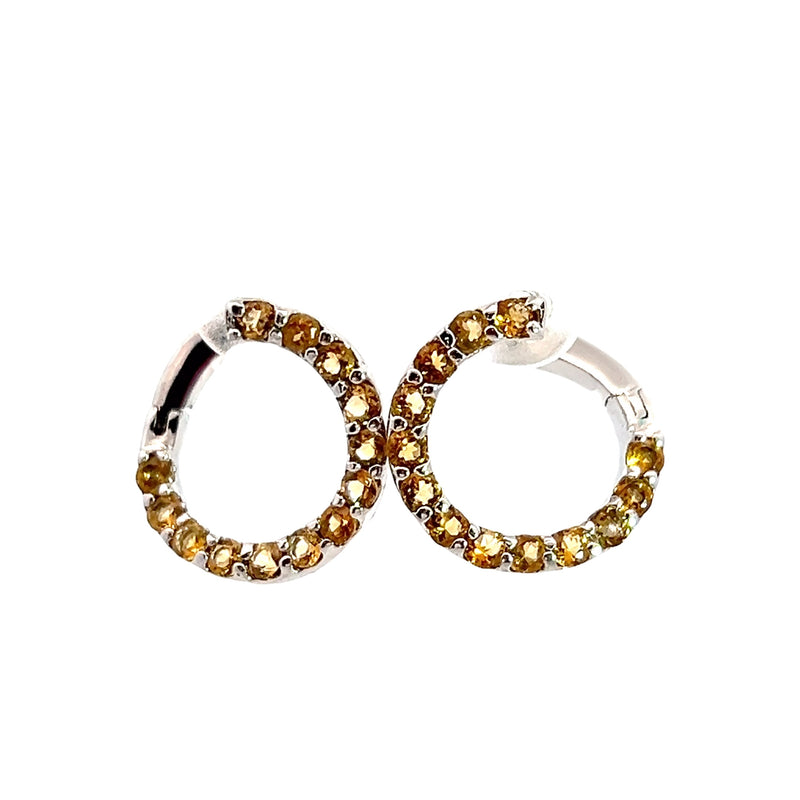 Sterling Silver CItrine Hoop Style Earrings