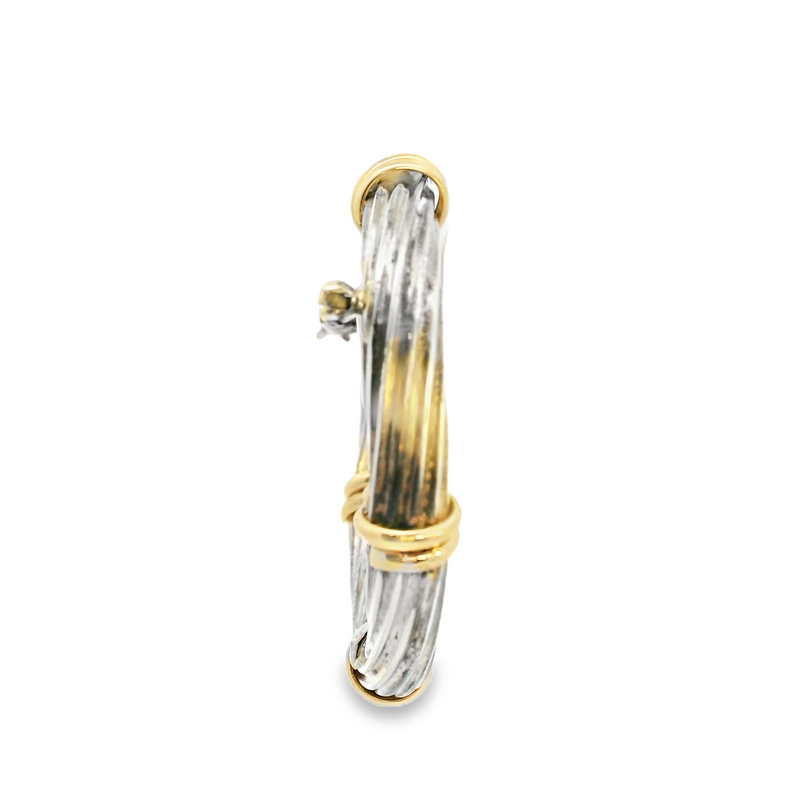 Sterling Silver & 14K YG Circle Pin