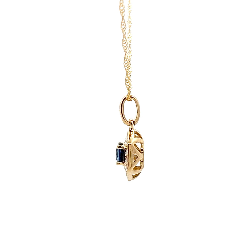 14K YG Sapphire & Diamond Pendant