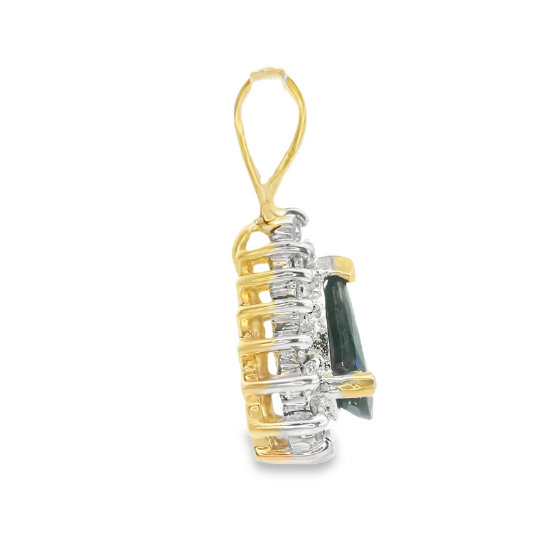 14K YG Sapphire & Diamond Pendant