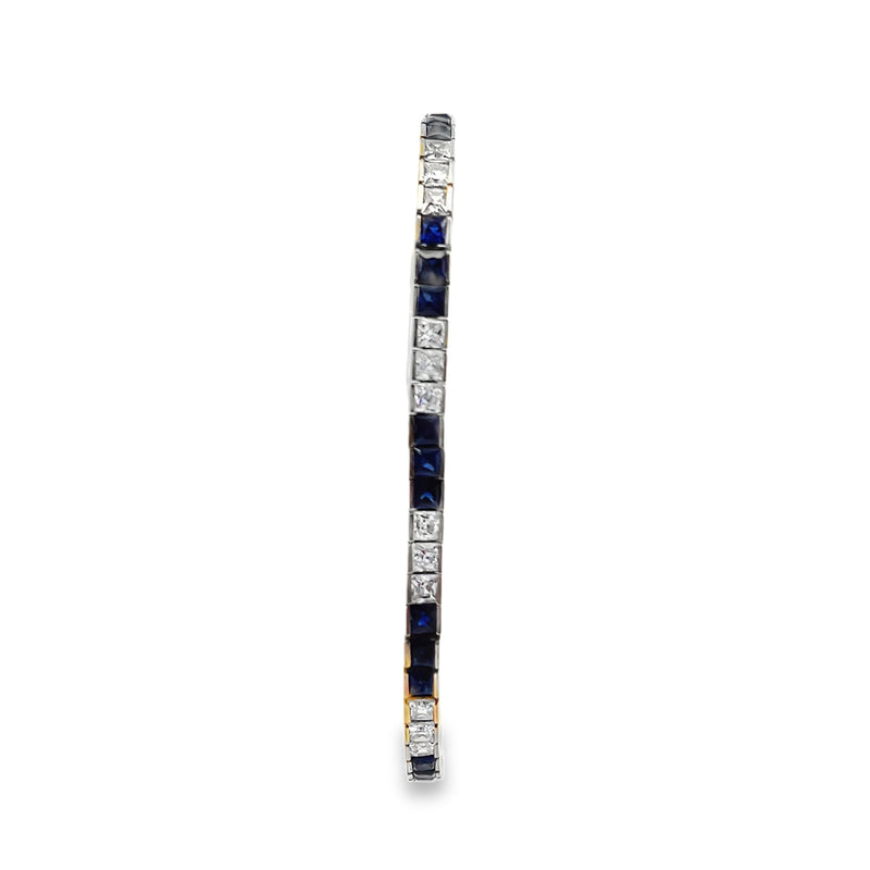 Sterling Silver Blue & White CZ Tennis Bracelet