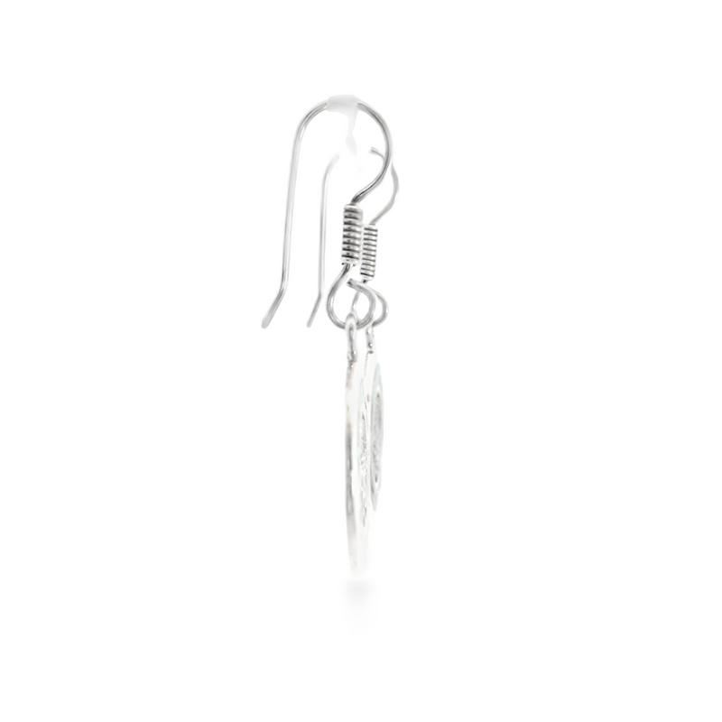 Sterling Silver Mayan Earrings with Opal Inlay